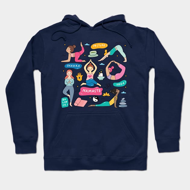 Cute Yoga Girl Doodle Art Hoodie by SLAG_Creative